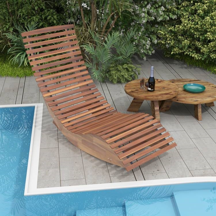 Premium Acacia Wood Rocking Chair Widened High Back Slatted Seat FastFurnishings