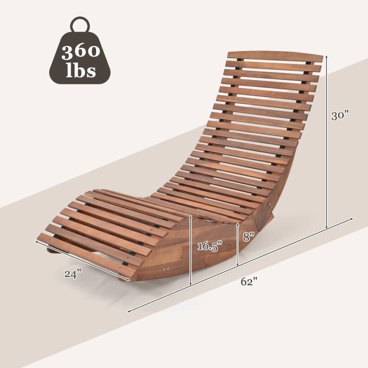 Premium Acacia Wood Rocking Chair Widened High Back Slatted Seat FastFurnishings