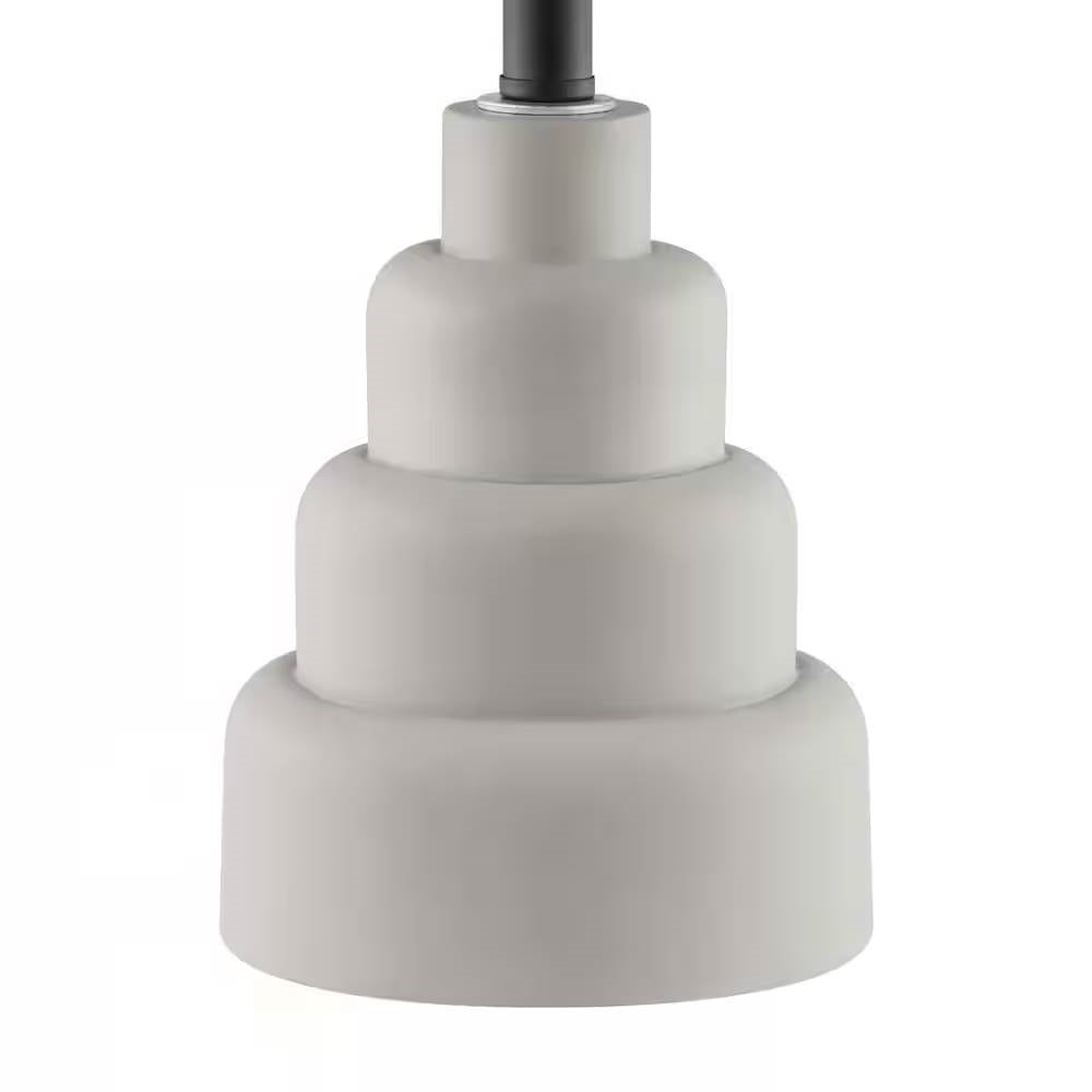 Small Grey Desk Light Table Lamp with White Fabric Shade for Bedside Nightstand FastFurnishings