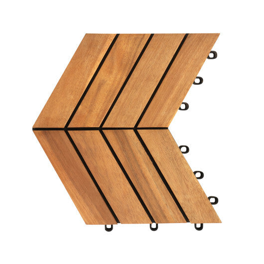 12 x 12 Inch 30 Pieces Acacia Wood Interlocking Deck Tiles- Natural W2B