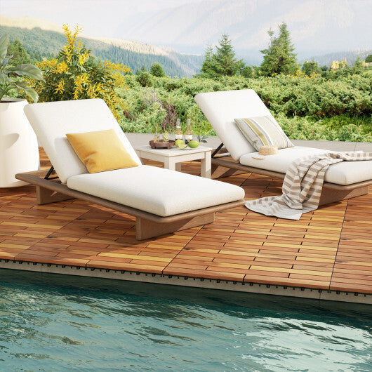 24 x 12 Inch 12 Pieces Acacia Wood Interlocking Deck Tiles with Waterproof Design-Natural W2B
