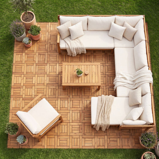 12" x 12" Indoor Outdoor Floor Tiles for Patio Balcony Backyard Porch Poolside-Natural W2B