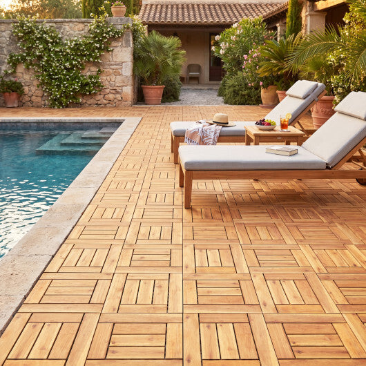 12" x 12" Indoor Outdoor Floor Tiles for Patio Balcony Backyard Porch Poolside-Natural W2B