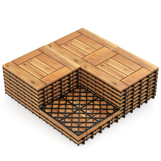12" x 12" Indoor Outdoor Floor Tiles for Patio Balcony Backyard Porch Poolside-Natural W2B