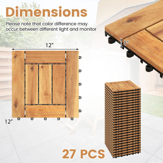 12" x 12" Indoor Outdoor Floor Tiles for Patio Balcony Backyard Porch Poolside-Natural W2B