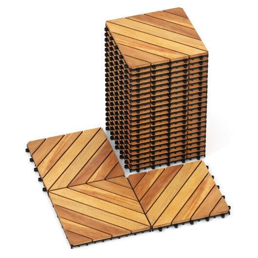 12 x 12 Inch 24 Pieces Acacia Wood Interlocking Deck Tiles with Waterproof Design-Natural W2B
