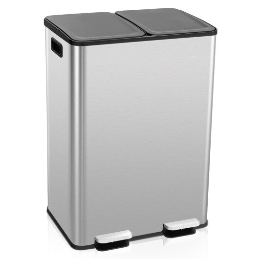 2 x 8 Gal Dual Compartment Trash Can-White W2B