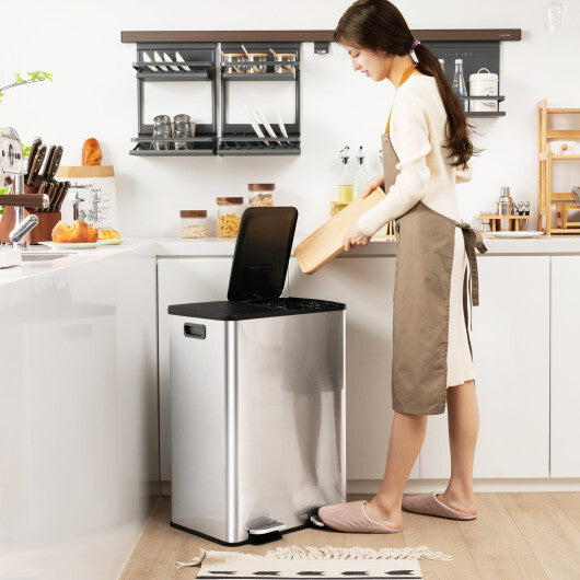 2 x 8 Gal Dual Compartment Trash Can-White W2B