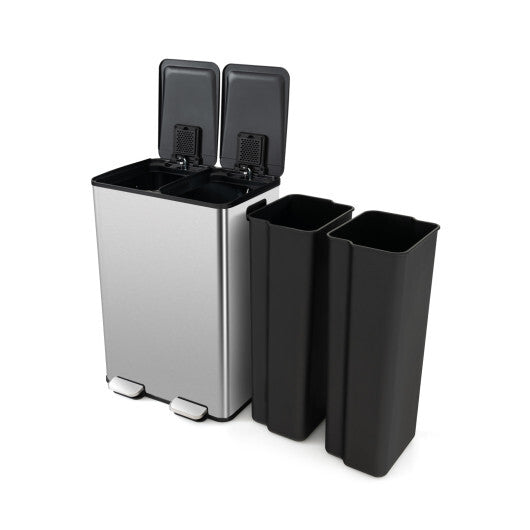 2 x 8 Gal Dual Compartment Trash Can-White W2B