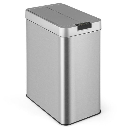 13.2 Gal Slim Kitchen Trash Can with Wing Lids and Stainless Steel Frame W2B