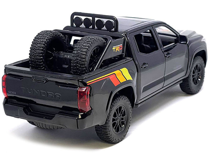 2023 Toyota Tundra TRD 4x4 Pickup Truck Black with TRD Stripes with Sunroof and Wheel Rack Limited Edition to 2400 pieces Worldwide 1/24 Diecast Model Car Other