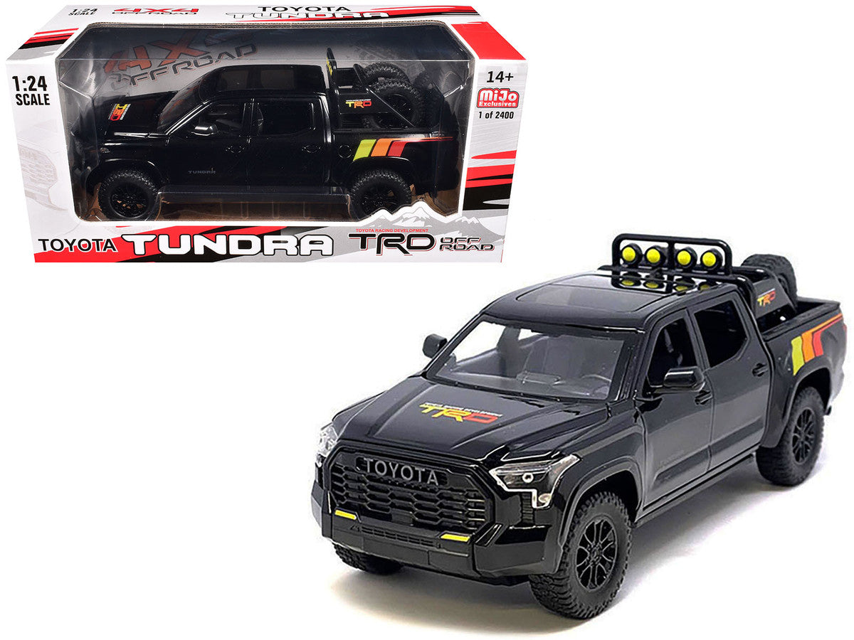 2023 Toyota Tundra TRD 4x4 Pickup Truck Black with TRD Stripes with Sunroof and Wheel Rack Limited Edition to 2400 pieces Worldwide 1/24 Diecast Model Car Other