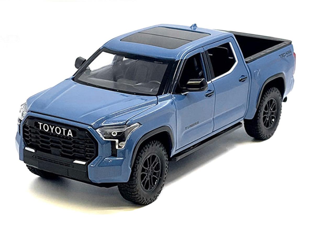 2023 Toyota Tundra TRD 4x4 Pickup Truck Cavalry Blue with Sunroof and Wheel Rack 1/24 Diecast Model Car Other