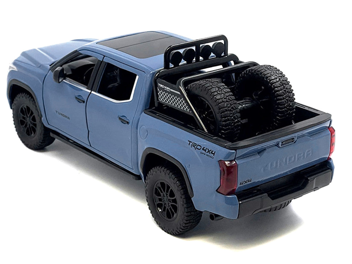 2023 Toyota Tundra TRD 4x4 Pickup Truck Cavalry Blue with Sunroof and Wheel Rack 1/24 Diecast Model Car Other