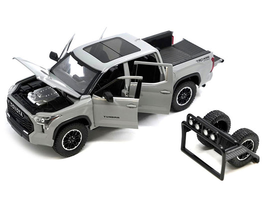 2023 Toyota Tundra TRD 4x4 Pickup Truck Cement Gray with Sunroof and Wheel Rack 1/24 Diecast Model Car-1