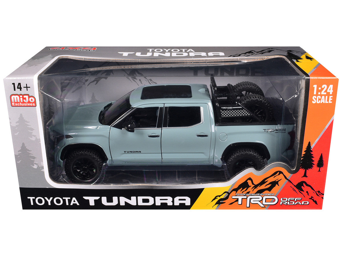 2023 Toyota Tundra TRD 4x4 Pickup Truck Lunar Rock Gray with Sunroof and Wheel Rack 1/24 Diecast Model Car Other