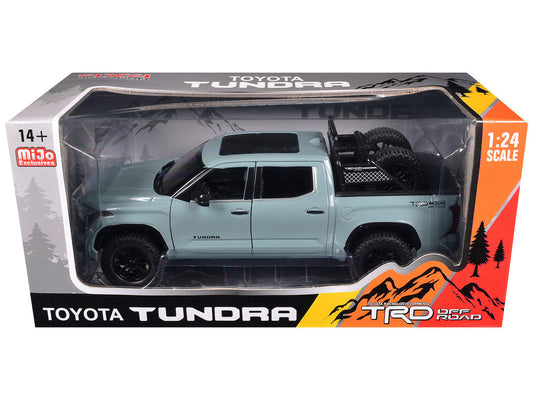 2023 Toyota Tundra TRD 4x4 Pickup Truck Lunar Rock Gray with Sunroof and Wheel Rack 1/24 Diecast Model Car Other