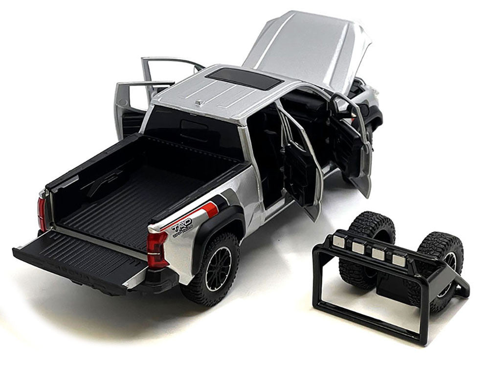 2024 Toyota Tacoma TRD Off Road Edition Pickup Truck Silver Metallic with TRD Stripes with Sunroof and Wheel Rack Limited Edition to 2400 pieces Worldwide 1/24 Diecast Model Car Other