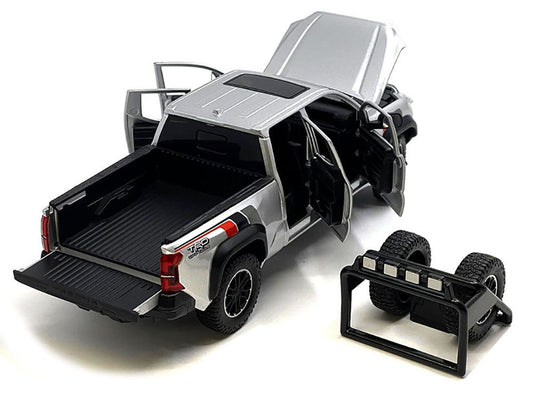 2024 Toyota Tacoma TRD Off Road Edition Pickup Truck Silver Metallic with TRD Stripes with Sunroof and Wheel Rack Limited Edition to 2400 pieces Worldwide 1/24 Diecast Model Car Other
