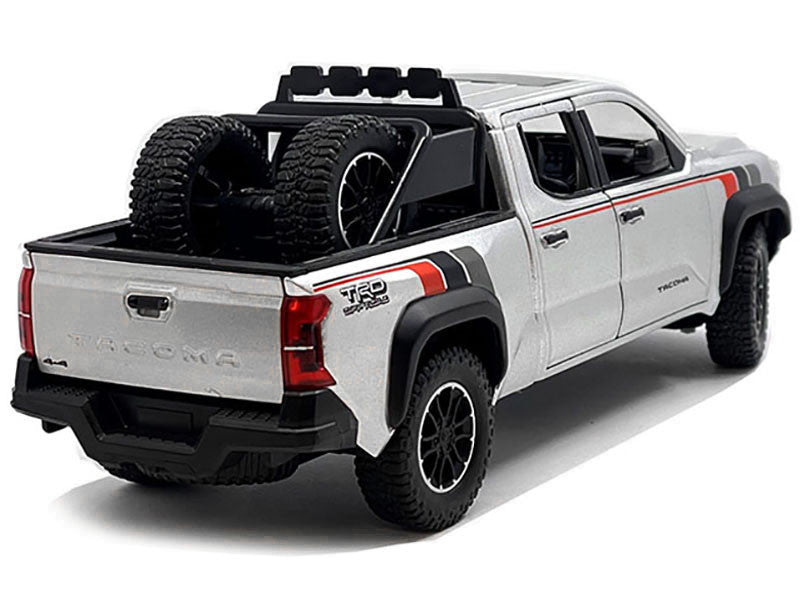 2024 Toyota Tacoma TRD Off Road Edition Pickup Truck Silver Metallic with TRD Stripes with Sunroof and Wheel Rack Limited Edition to 2400 pieces Worldwide 1/24 Diecast Model Car Other