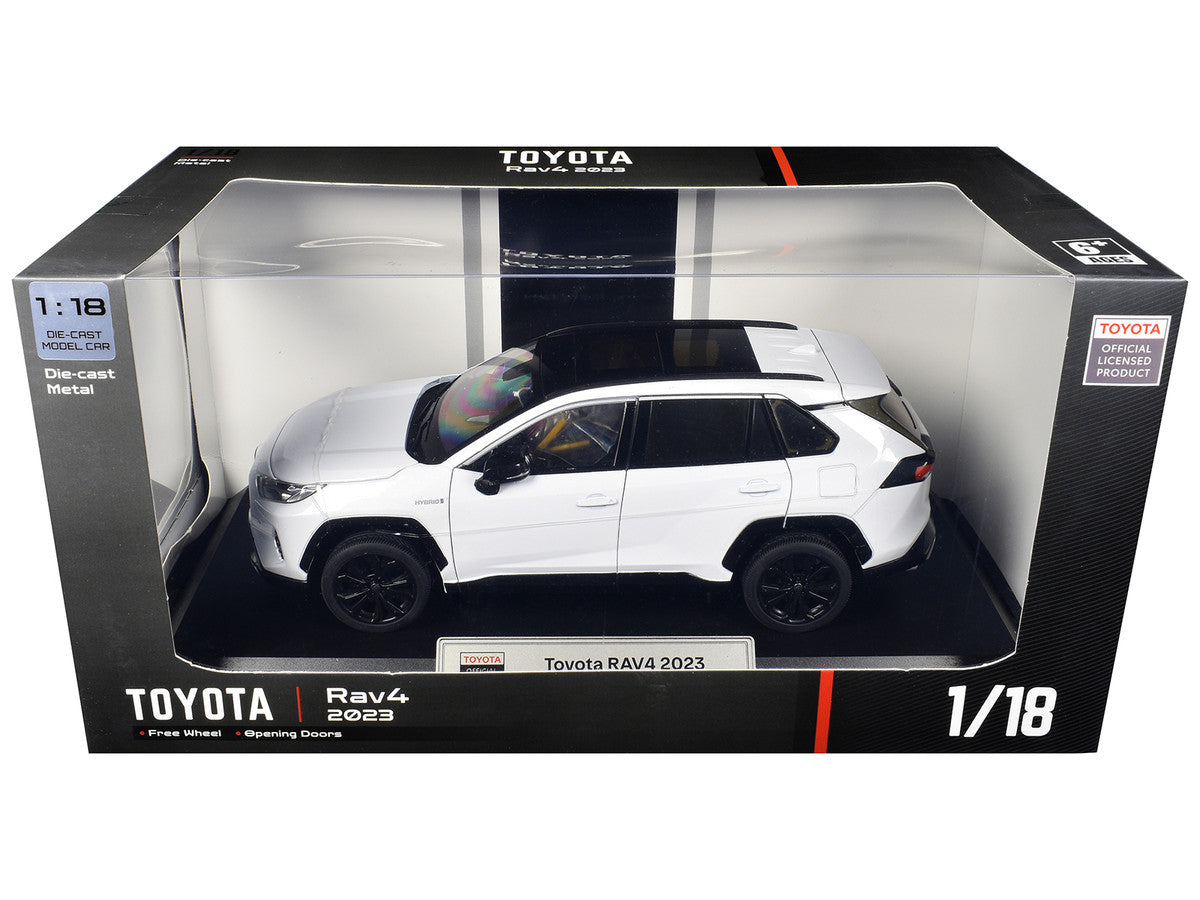 2023 Toyota Rav4 Hybrid White Metallic with Black Top 1/18 Diecast Model Car by Heimanba Heimanba