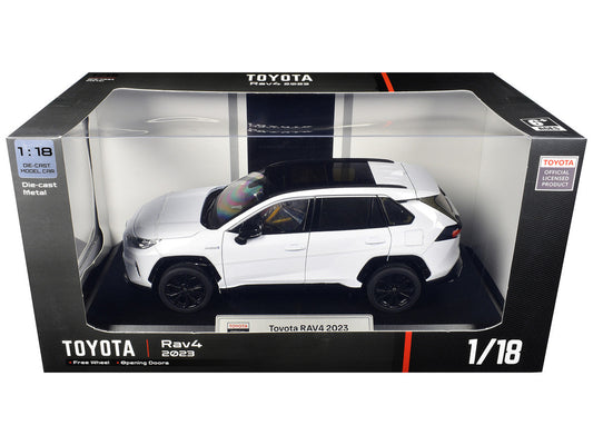 2023 Toyota Rav4 Hybrid White Metallic with Black Top 1/18 Diecast Model Car by Heimanba Heimanba
