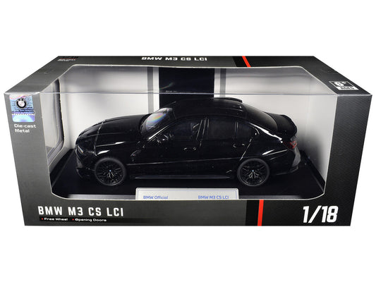BMW M3 CS LCI Black Metallic with Matt Black Top 1/18 Diecast Model Car by Heimanba Heimanba