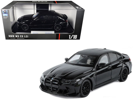 BMW M3 CS LCI Black Metallic with Matt Black Top 1/18 Diecast Model Car by Heimanba Heimanba