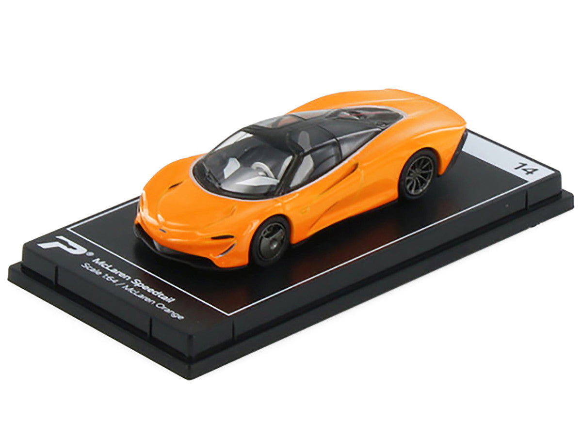 McLaren Speedtail McLaren Orange with Black Top "Hypercar League Collection" 1/64 Diecast Model Car by PosterCars-1