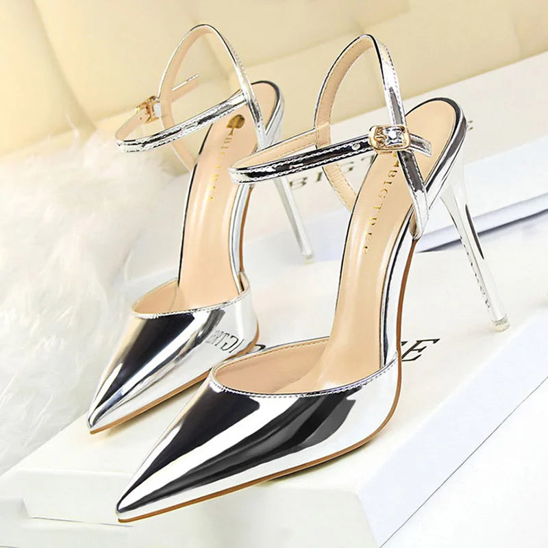 BIGTREE Shoes Fashion High Heels Shoes Patent Leather Woman Pumps Sexy Women Heels Blue Sliver Stiletto Heels Women Sandals 2026 Pi-Mart