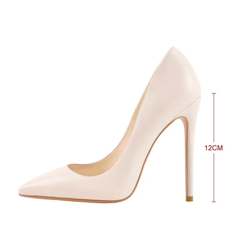 Onlymaker Women Pumps Pointed Toe Slip-On Thin Heels Patent Leather Party Wedding Office Lady Big Size Shoes Pi-Mart