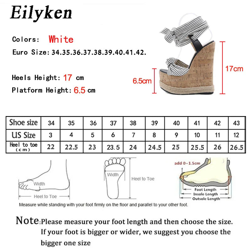 Eilyken Summer Solid White Platform Wedges Sandals Women Fashion High Heels Ankle Strap Ladies Open Toe Shoes LadyShow.Store