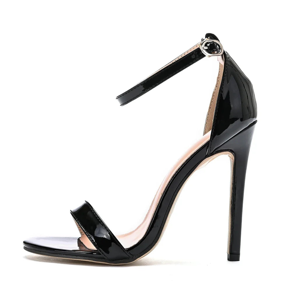 Crystal Queen Sexy Black  Women Dress Sandals Fashion 11CM Spike High Heel Lady Party Shoes Plus Big Size 10 45 47 LadyShow.Store