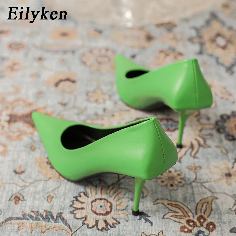 Eiyken Sexy Green Thin High Heels Pumps Women Pointed Toe Slip On Shoes Elegant Prom Wedding Stripper Ladies Sandals LadyShow.Store