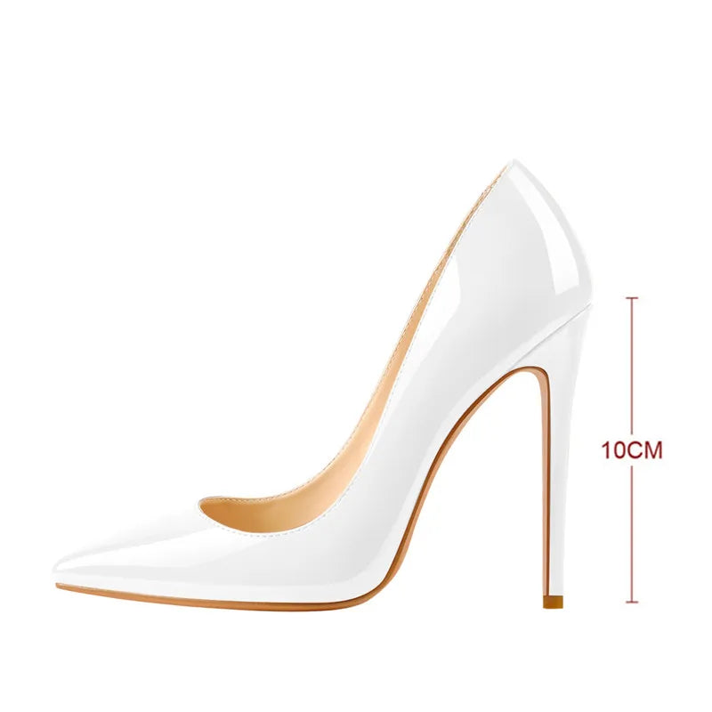 Onlymaker Women Pumps Pointed Toe Slip-On Thin Heels Patent Leather Party Wedding Office Lady Big Size Shoes Pi-Mart