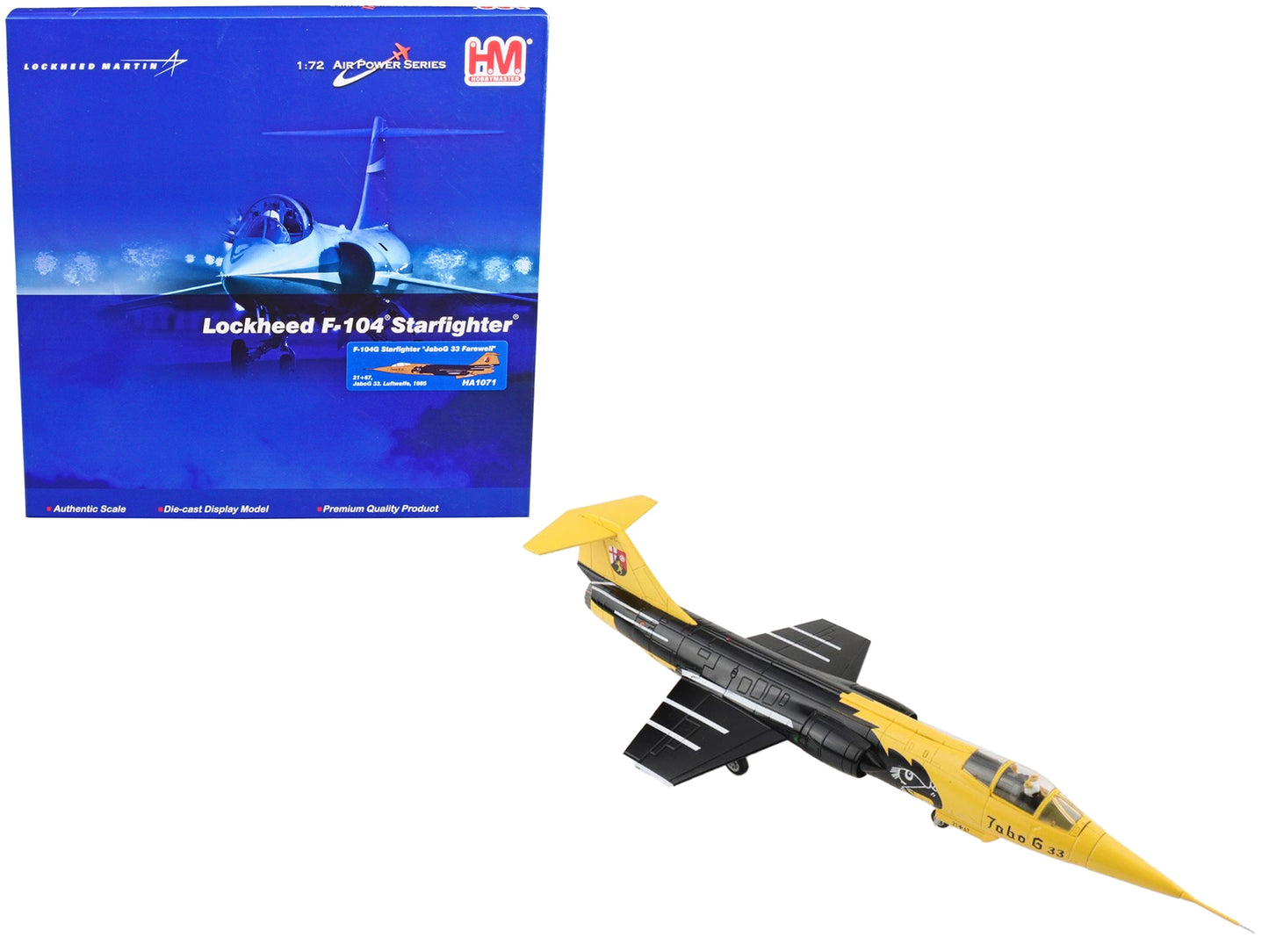 Lockheed F-104G Starfighter Fighter Aircraft "JaboG 33 Farewell" JaboG 33. Luftwaffe (1985) "Air Power Series" 1/72 Diecast Model by Hobby Master