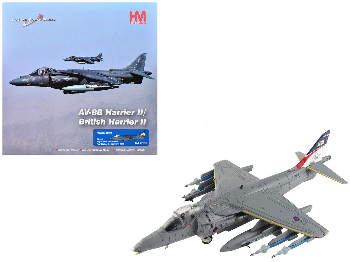 British Aerospace Harrier GR.9 Aircraft "ZD406 Royal Navy Strike Wing RAF Station Cottesmore" (2009) British Royal Air Force/Navy "Air Power Series" 1/72 Diecast Model by Hobby Master Hobby Master