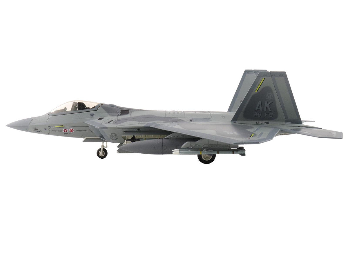 Lockheed F-22 Raptor Stealth Aircraft "09-4190 90th Fighter Squadron 100th Anniversary Elmendorf Air Base" (2017) United States Air Force "Air Power Series" 1/72 Diecast Model by Hobby Master Hobby Master