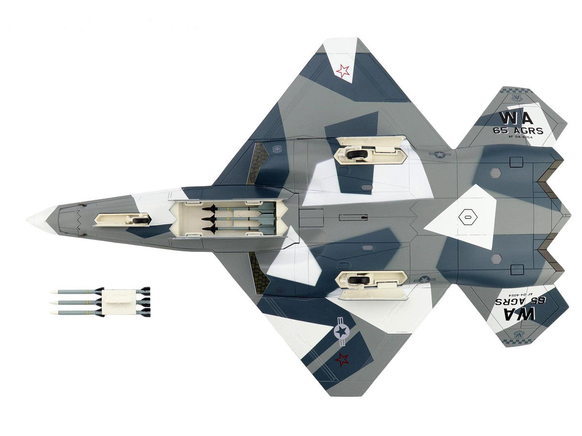Northrop F-23 Black Widow II Stealth Fighter Aircraft Blue 054 Su-57 Aggressor What If Scheme 65th AGRS Nellis AFB United States Air Force Air Power Series 1/72 Diecast Model by Hobby Master Hobby Master