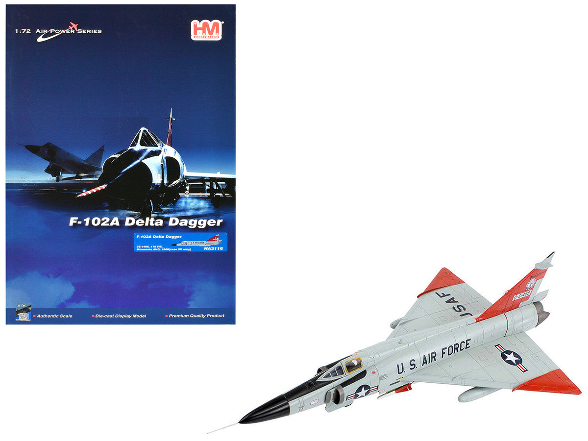 Convair F-102A Delta Dagger Interceptor Aircraft "179th Fighter Interceptor Squadron Minnesota Air National Guard" (1966) United States Air Force "Air Power Series" 1/72 Diecast Model by Hobby Master-0