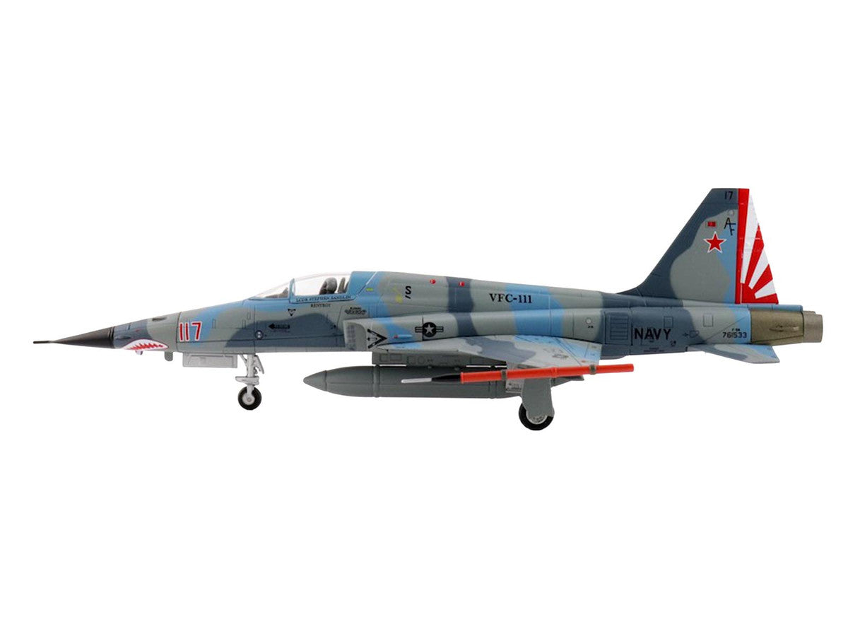 Northrop F-5N Tiger II Aircraft "Red 117 761533 Adversary Fighter VFC-111 Sundowners" (2017) United States Navy "Air Power Series" 1/72 Diecast Model by Hobby Master-1