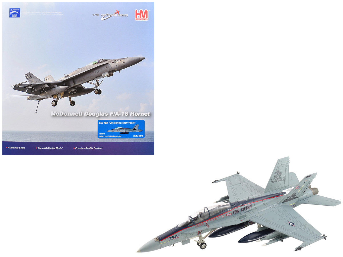 McDonnell Douglas F/A-18D Hornet Aircraft "164874 US Marines 250 Years VMFA-112 Cowboys" (2025) United States Marines "Air Power Series" 1/72 Diecast Model by Hobby Master-0