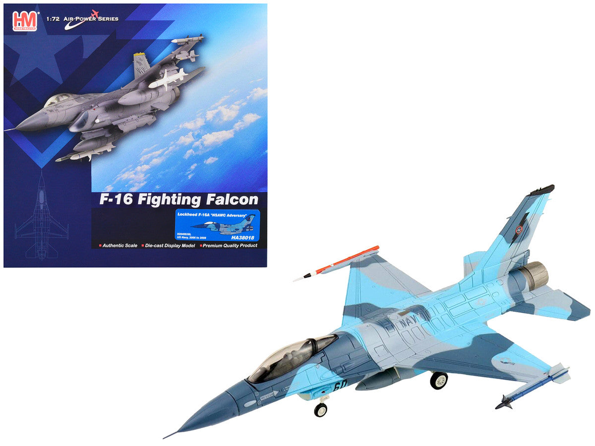 Lockheed F-16A Fighting Falcon Fighter Aircraft "NSAWC Adversary" (2006-2008) United States Navy "Air Power Series" 1/72 Diecast Model by Hobby Master-0