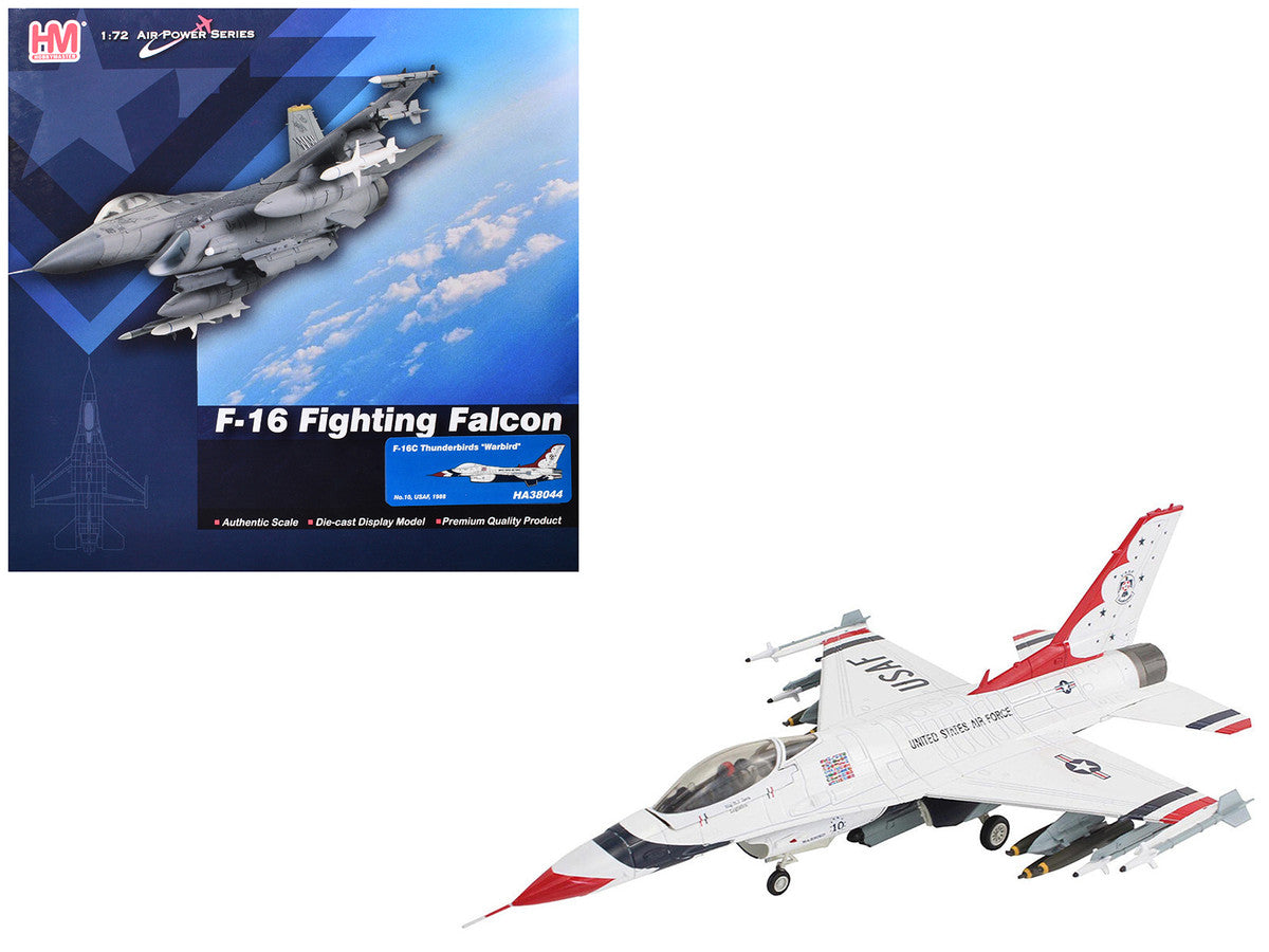 Lockheed F-16C Fighting Falcon Fighter Aircraft "No.10 Thunderbirds Warbird" United States Air Force "Air Power Series" 1/72 Diecast Model by Hobby Master-3