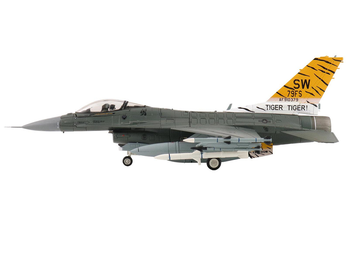 Lockheed F-16CM Fighting Falcon Fighter Aircraft "91-0379 Tiger Tiger 1 79th Fighter Squadron Shaw Air Force Base" (2023) United States Air Force "Air Power Series" 1/72 Diecast Model by Hobby Master Hobby Master