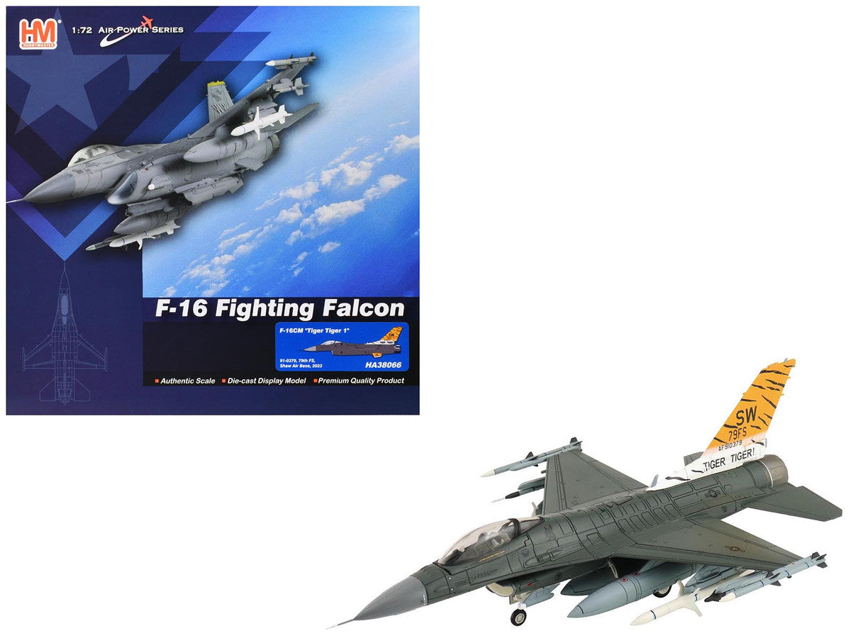 Lockheed F-16CM Fighting Falcon Fighter Aircraft "91-0379 Tiger Tiger 1 79th Fighter Squadron Shaw Air Force Base" (2023) United States Air Force "Air Power Series" 1/72 Diecast Model by Hobby Master Hobby Master