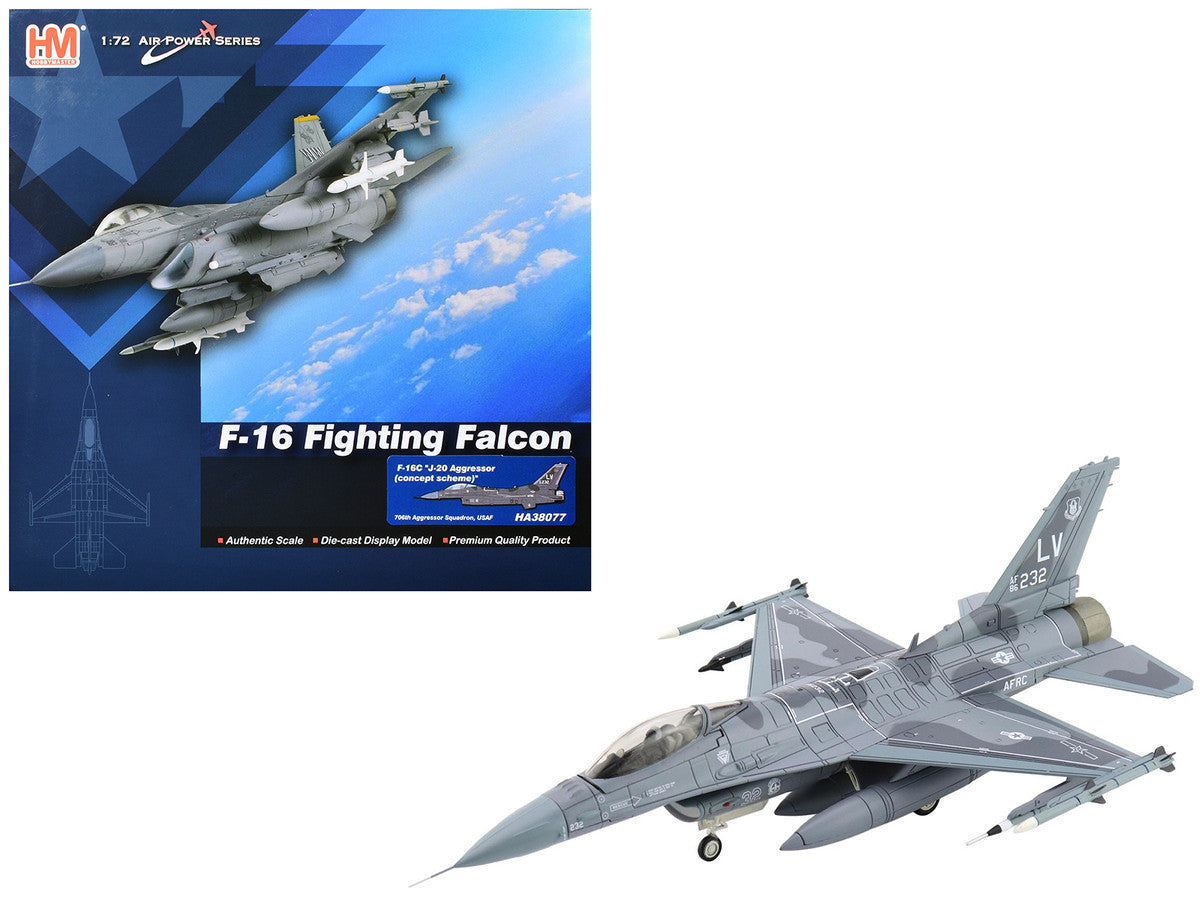 Lockheed F-16C Fighting Falcon Fighter Aircraft "J-20 Aggressor Concept Scheme 706th Aggressor Squadron" United States Air Force "Air Power Series" 1/72 Diecast Model by Hobby Master Hobby Master