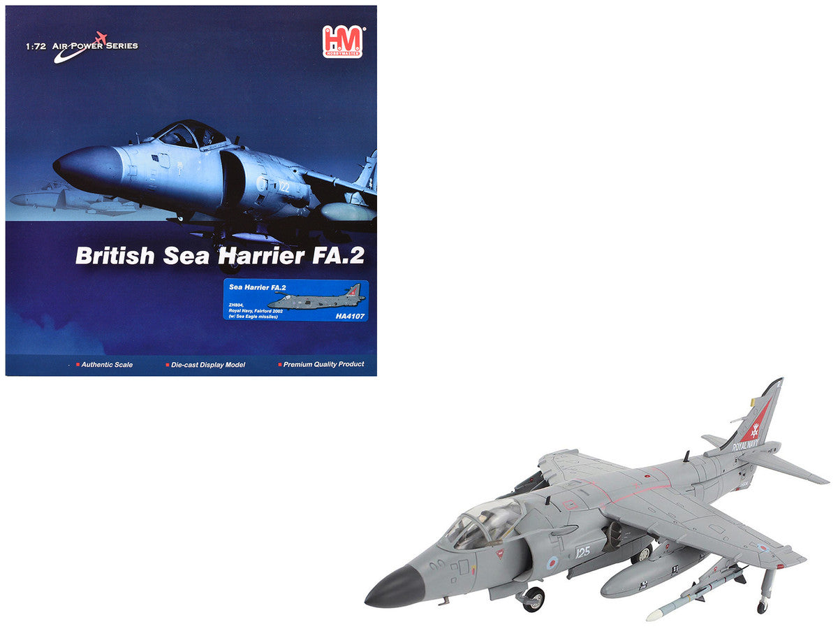 British Aerospace Sea Harrier FA.2 Aircraft with Sea Eagle Missiles "ZH804 Fairford" (2002) British Royal Navy "Air Power Series" 1/72 Diecast Model by Hobby Master Hobby Master
