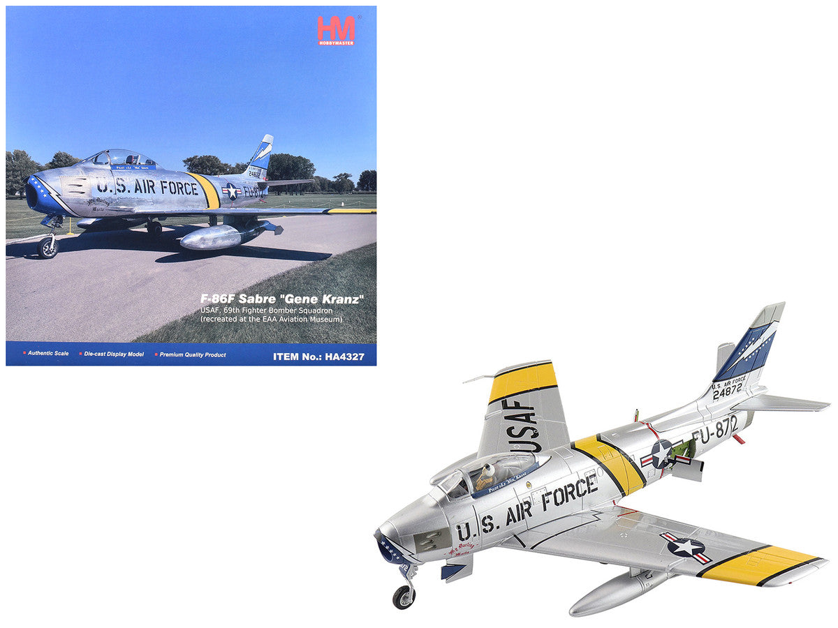 North American F-86F Sabre Fighter Aircraft "24872 Gene Kranz My Darling Marta, 69th Fighter Bomber Squadron, EAA Aviation Museum" United States Air Force "Air Power Series" 1/72 Diecast Model by Hobby Master Hobby Master