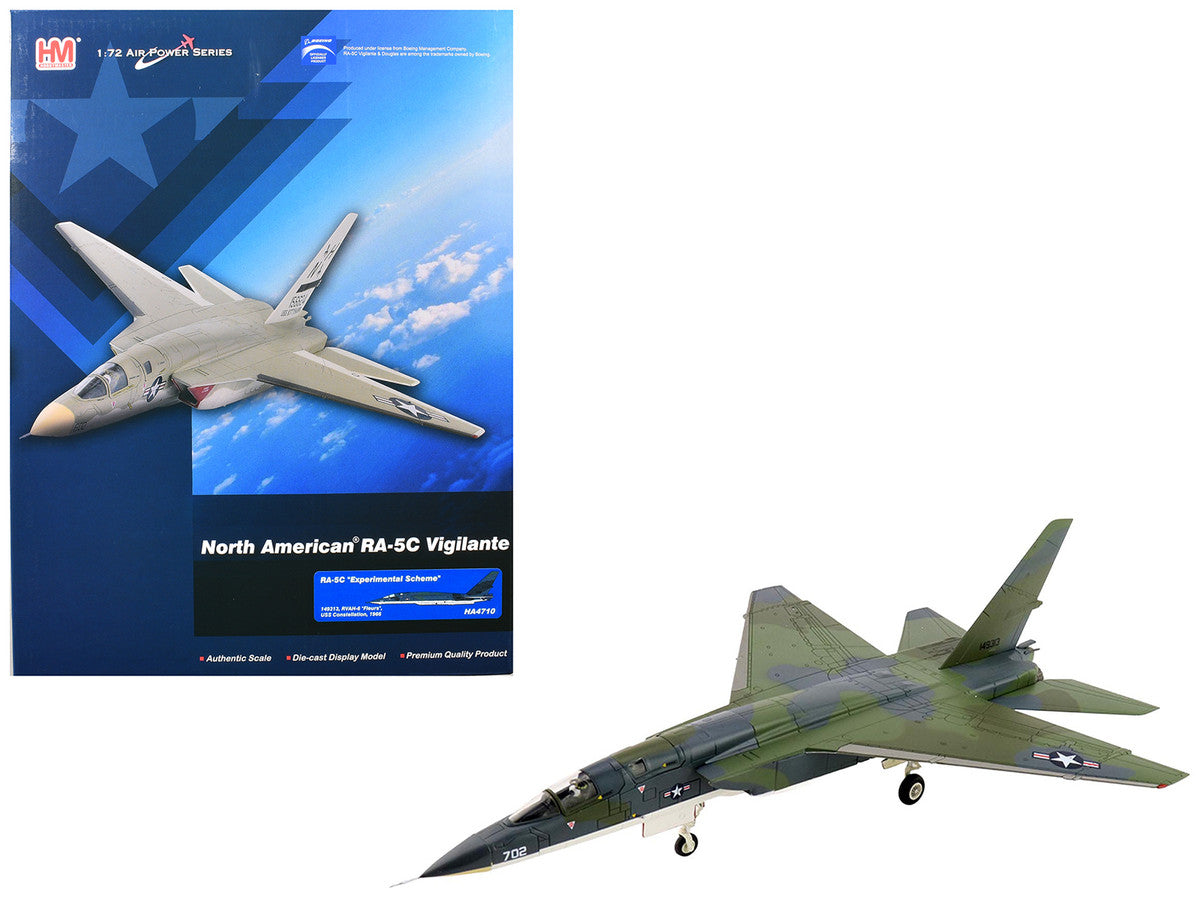 North American RA-5C Vigilante Aircraft "149313 RVAH-6 Fleurs Experimental Scheme USS Constellation" (1966) United States Navy "Air Power Series" 1/72 Diecast Model by Hobby Master Hobby Master